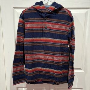 AMERICAN EAGLE Men’s Multicolor Striped Hooded Hoodie Long Sleeve Shirt - size S